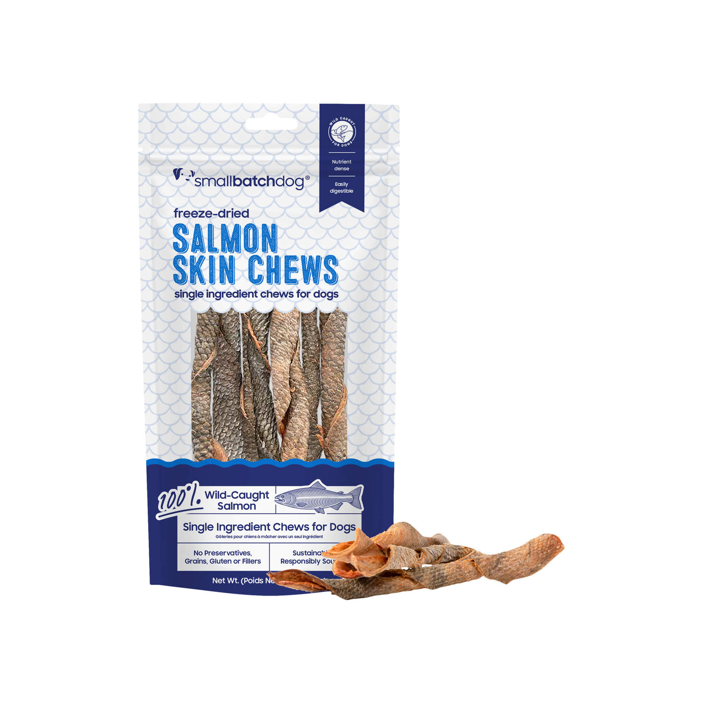 SmallBatch Freeze Dried Wild Caught Salmon Fish Skin Chews